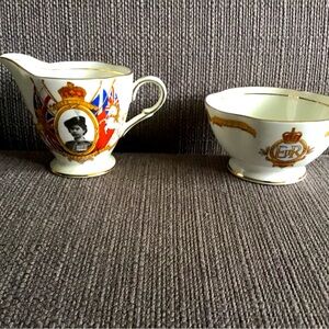 Milk & Sugar tea set..Queen Elizabeth coronation on June 2nd,1953..bone china